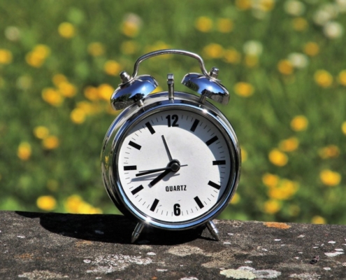 Alarm Clock Outside in Springtime